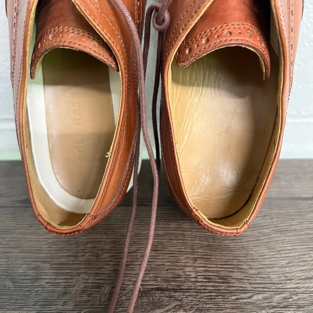 Cole Haan Grand.OS Mens 10M British Tan Leather Wingtip Oxford Shoes C26471